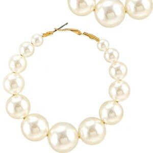 Boss Babe Large Pearl Hoops